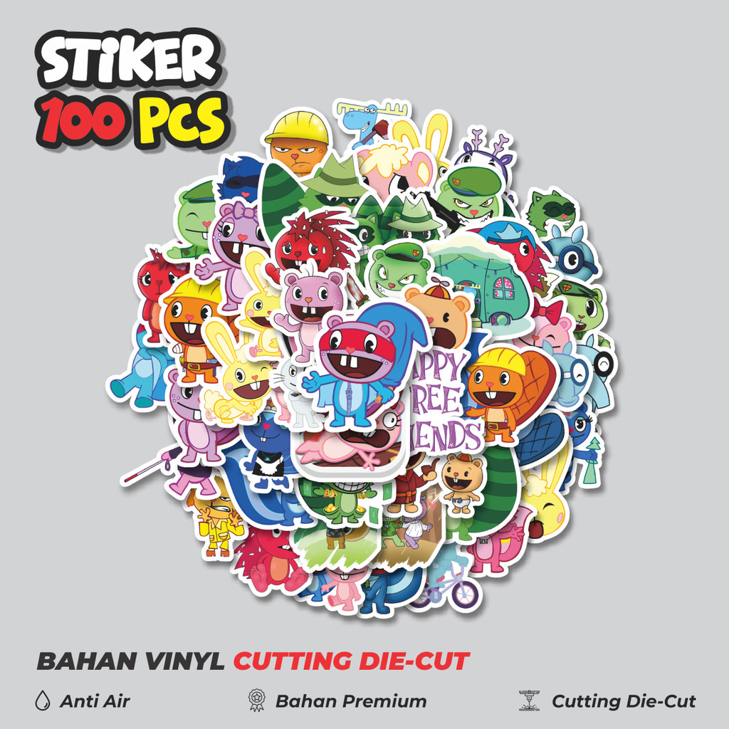 

Terbaru! 50 pcs Stiker Kartun Series Happy Tree Friends Mix 1 Dekorasi Lucu Kreatif untuk Notebook, Skateboard, HP