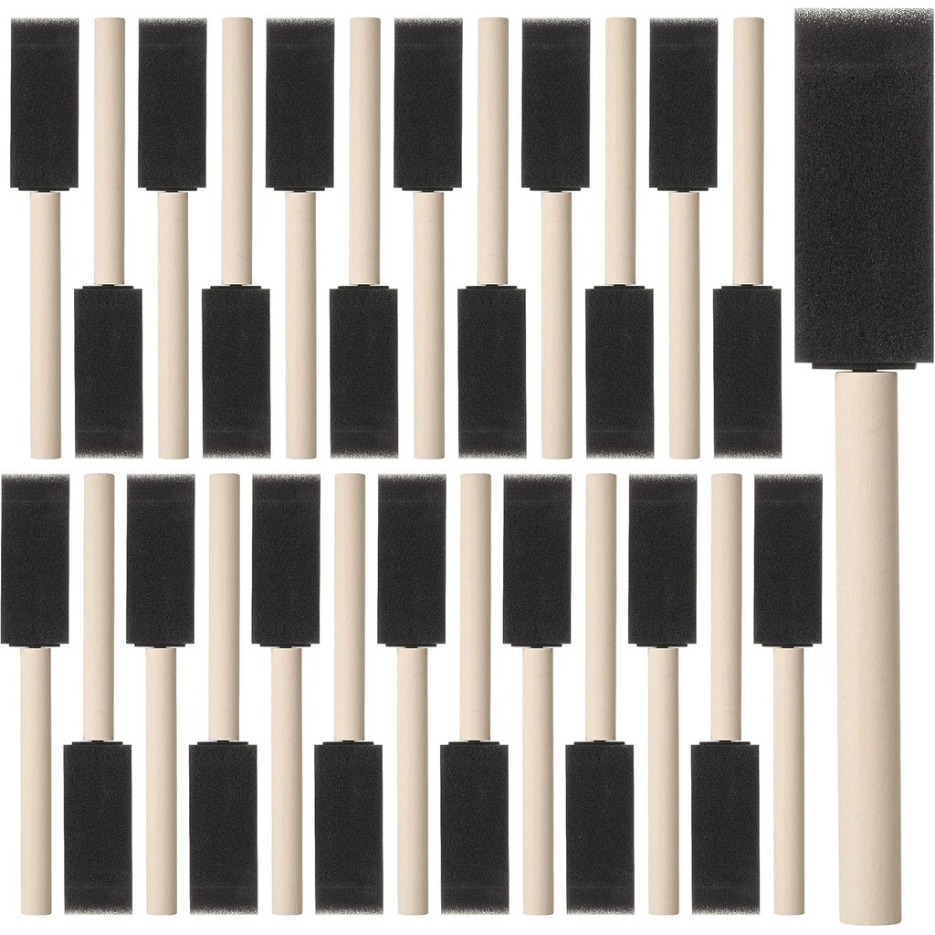 

10Pcs Sponge Brush Wooden Handle Watercolor Oil Stain Art Craft Painting Drawing for kids