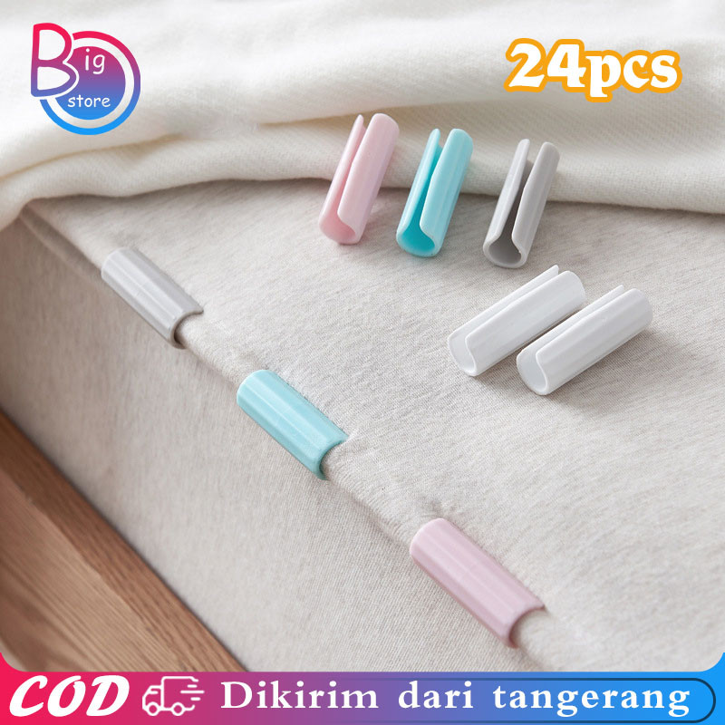 24pcs Penjepit Sprei Anti Geser / Klip Penjepit Sprei Ranjang Bungkus / Penjepit Sprei Kasur Anti Ge