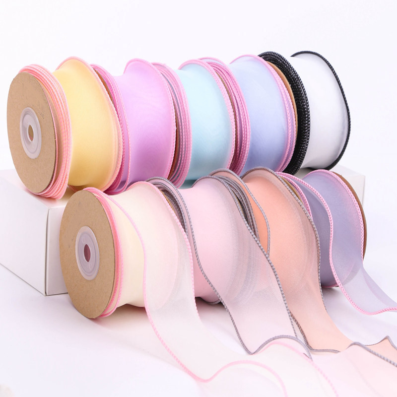 

10 Yards 40MM 70MM Chiffon Color Edge Double-Sided Ribbon DIY Handmade Material Hair Bows DIY Crafts Accessories Gift Wrapping