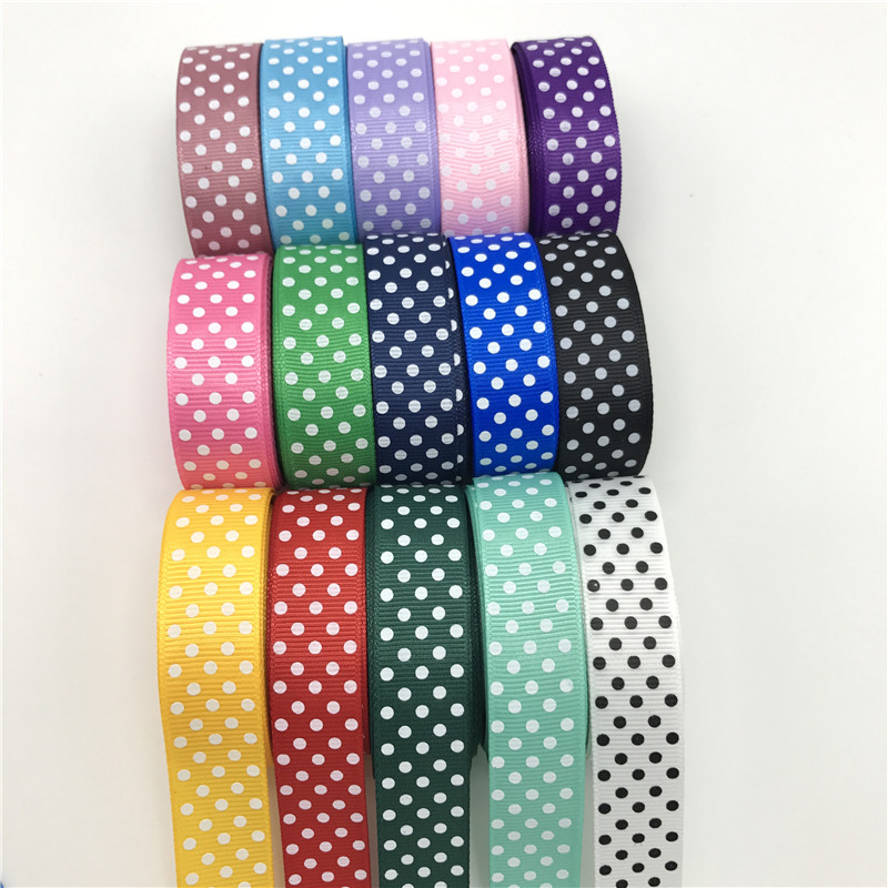 

5yards/lot 3/4'' (20mm) Grosgrain Ribbon Printing Polka Dot Hair Bow Party Christmas Wedding Decoration DIY Gift Wrapping