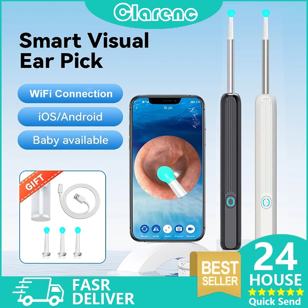 8 buah set pembersih telinga kamera /Korek Kuping Kamera Wireless LED Smart /alat pembersih telinga 