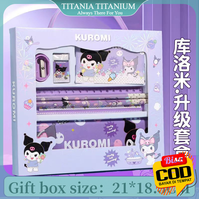 

TITANIA. Paket Alat Tulis Lengkap Sanrio, Kuromi, My Melody, Connamoroll / Alat Tulis Lucu Karakter / Paket ATK Sekolah/ Alat Tulis Sekolah Lucu/ Stationary Set/ ATK 7 in 1
