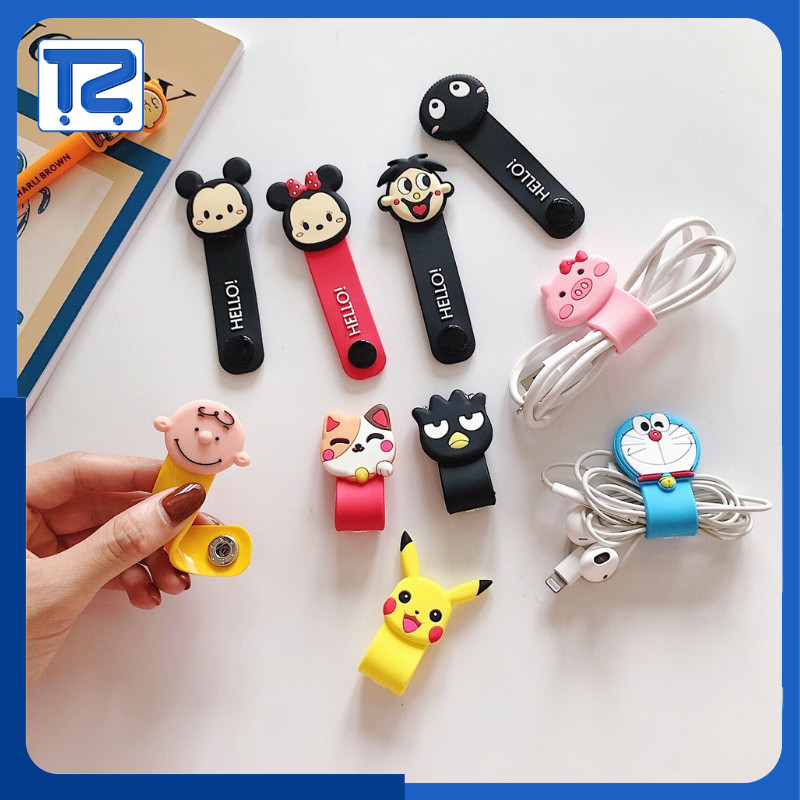 Pengikat Kabel Karakter Cable Tie Silikon Motif Karakter Cord Holder Cable Binder Klip 3D AH066