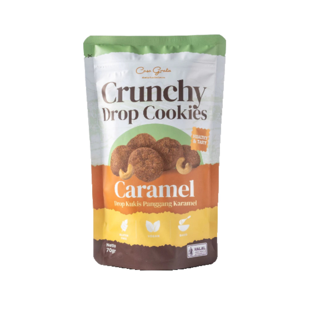 

Casa Grata Crunchy Drop Cookies Caramel Gluten Free & Vegan Snacks 70Gr
