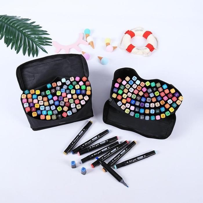 

[READY] MAYY 2 in 1 Spidol dan Stabilo Touch Isi 24/26/38/60/80/120/168 Warna Dual Side Fine Art Brush Pen Sketsa - 80 warna