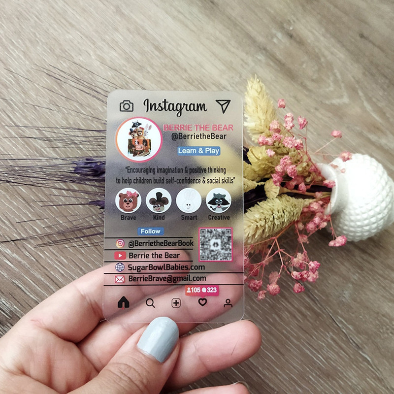 

20/50/100/200PCS Transparent PVC Business Card Colorful Printing Personalized LOGO Text Thank You Card Free DESIGN 0.38mm