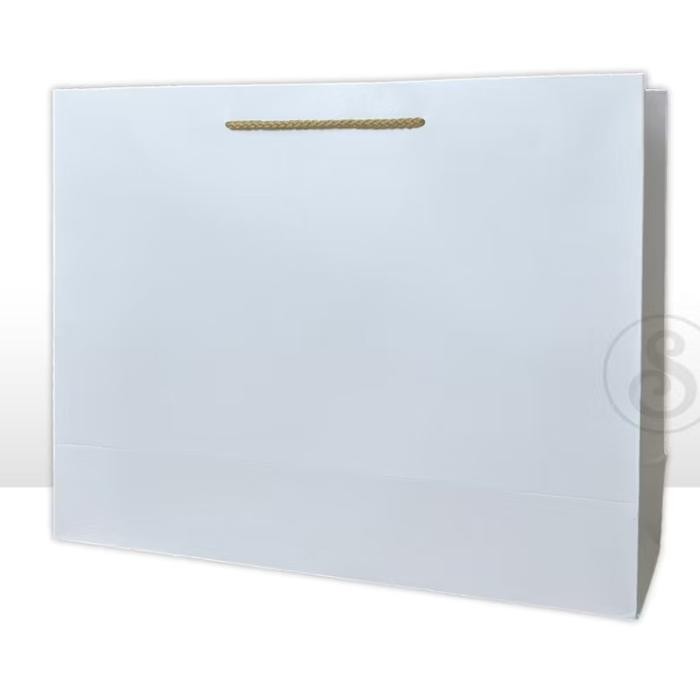 

Sale Premium paperbag Jumbo & Besar / kantong kado - Putih pita emas Terlaris