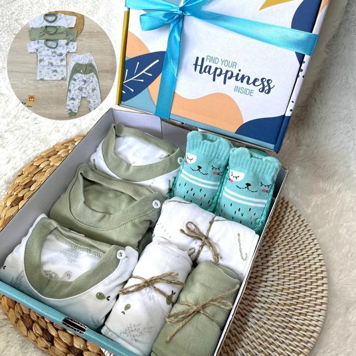 

Wil_Olshopp Hampers Setelan Bayi / Hampers Bayi / Kado Lahiran Baby / Paket Kado Baby Boy Girl / Baby Gift Box - Setelan Seri Sage