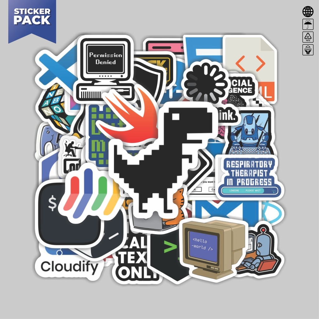 

[100PCS]Stiker Pack Stiker Logo IT Programer V1 Aesthetic Vinyl Anti Air Dekorasi Sticker Laptop Buku Journal Koper Helm Casing HP Gitar Helm Skateboard