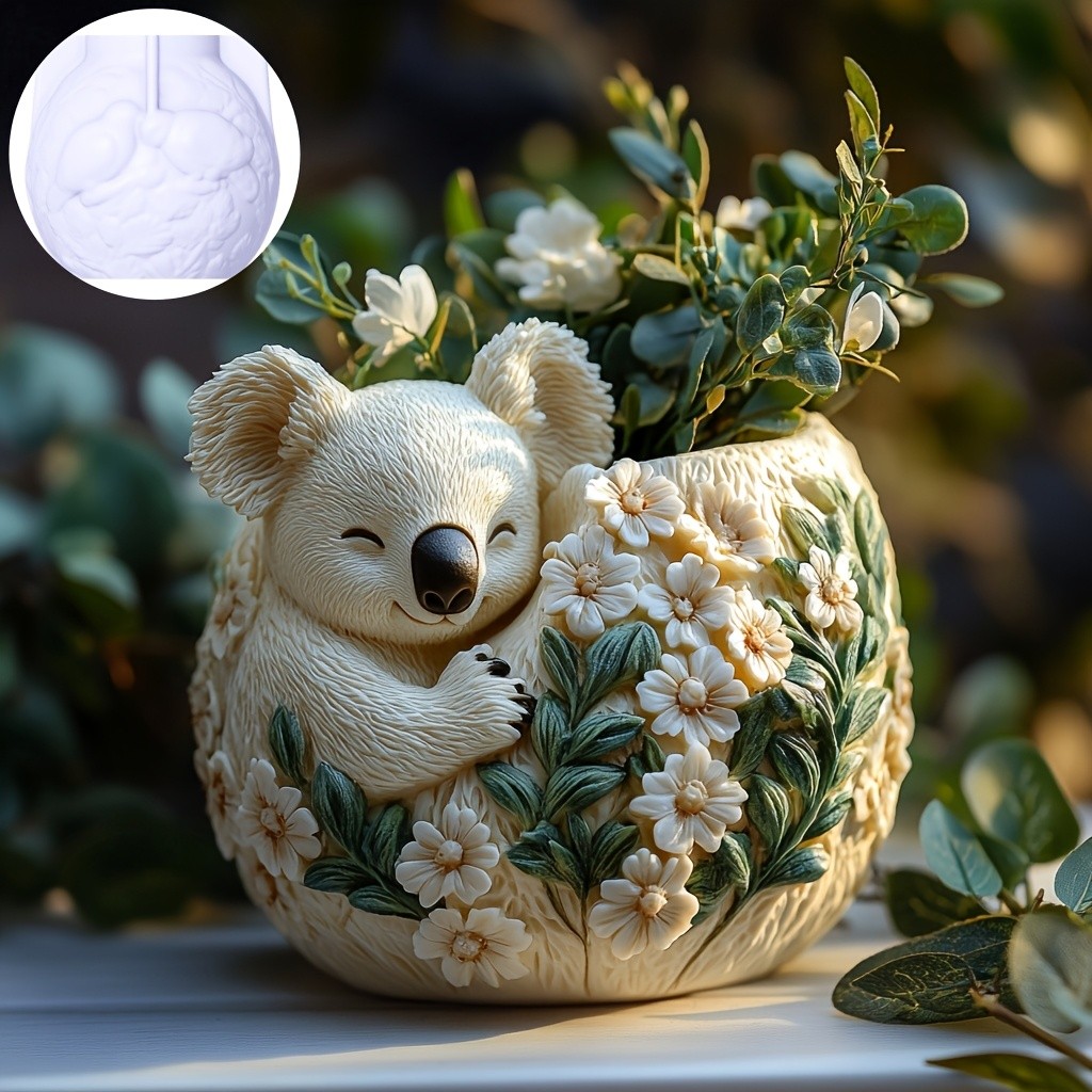 

DIY Koala relief flower pot gypsum mold cute Koala succulent plant flower pot resin silicone mould candle cup storage box molds