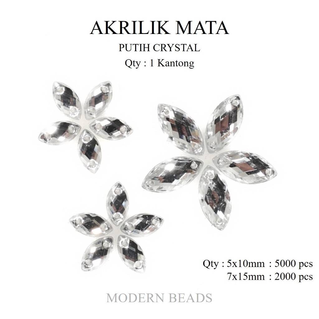 [KANTONG] Akrilik Mata Putih Crystal / Diamond Kristal Akrilik / Payet Acrylic Mata Putih Grade A Ma