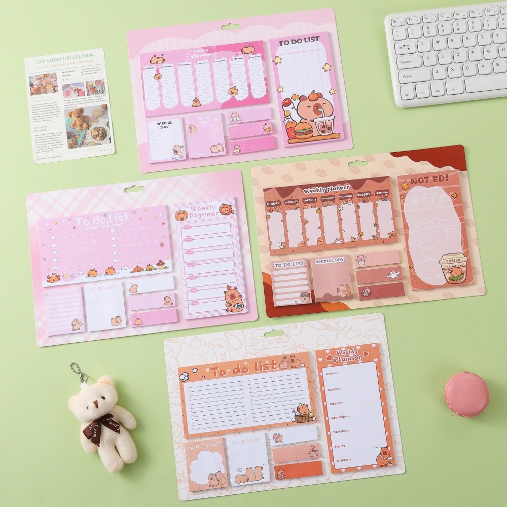 

Capybara Kawaii Weekly Planner To Do List Memo Pads 80GSM Self - Adhesive Sticky Notes for School & Office Organizer Notepads