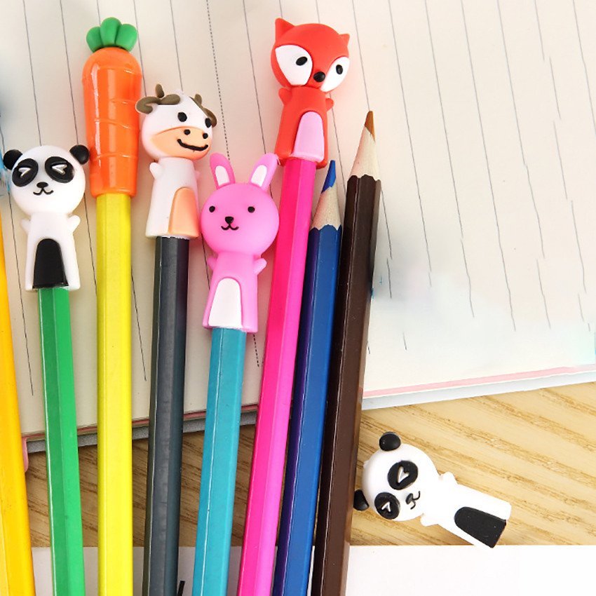 

1 Set Cartoon Rubber Pencil Cap Cute Carrot Bunny Protective Pencil Cover For Kids Gift Pencil Caps Extender Stationery Supplies