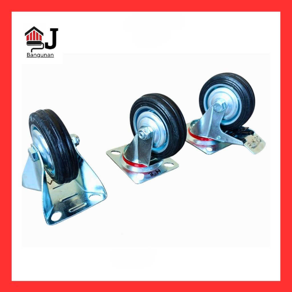 Roda Troli 3 inch Roda Karet Etalase 3 inch Roda Troly-AJB