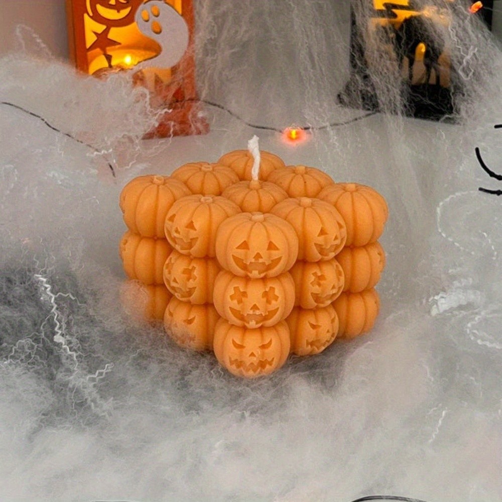 

3D Evil Pumpkin Cube Candle Silicone Mold DIY Smiling Pumpkin Resin Mould Plant Gypsum Clay Making Tool Craft Gifts Home Decor