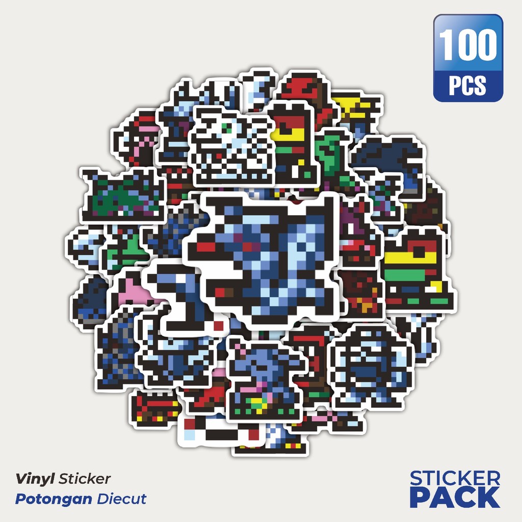 

Super Hemat! 100 PCS Stiker Pixel Digimon V21 Waterproof Aesthetic- Untuk Laptop, Motor, dan Helm - Paper Stationery Pack