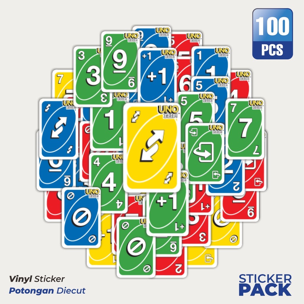 

Super Hemat! 100 PCS Stiker Game Kartu UNO V6 Waterproof Aesthetic- Untuk Laptop, Motor, dan Helm - Paper Stationery Pack