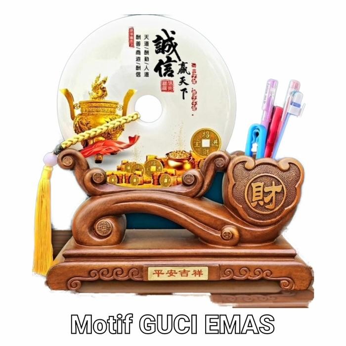 

PROMO!Pajangan GIOK FU Hoki Tempat Pensil Gift Set Premium Kado Imlek Murah - Motif GUCI EMASREADY
