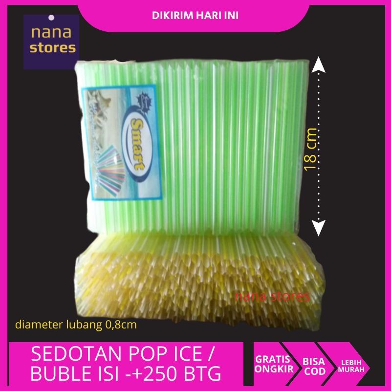 Sedotan pop ice buble, sedotan plastik pop ice diameter 0.8cm