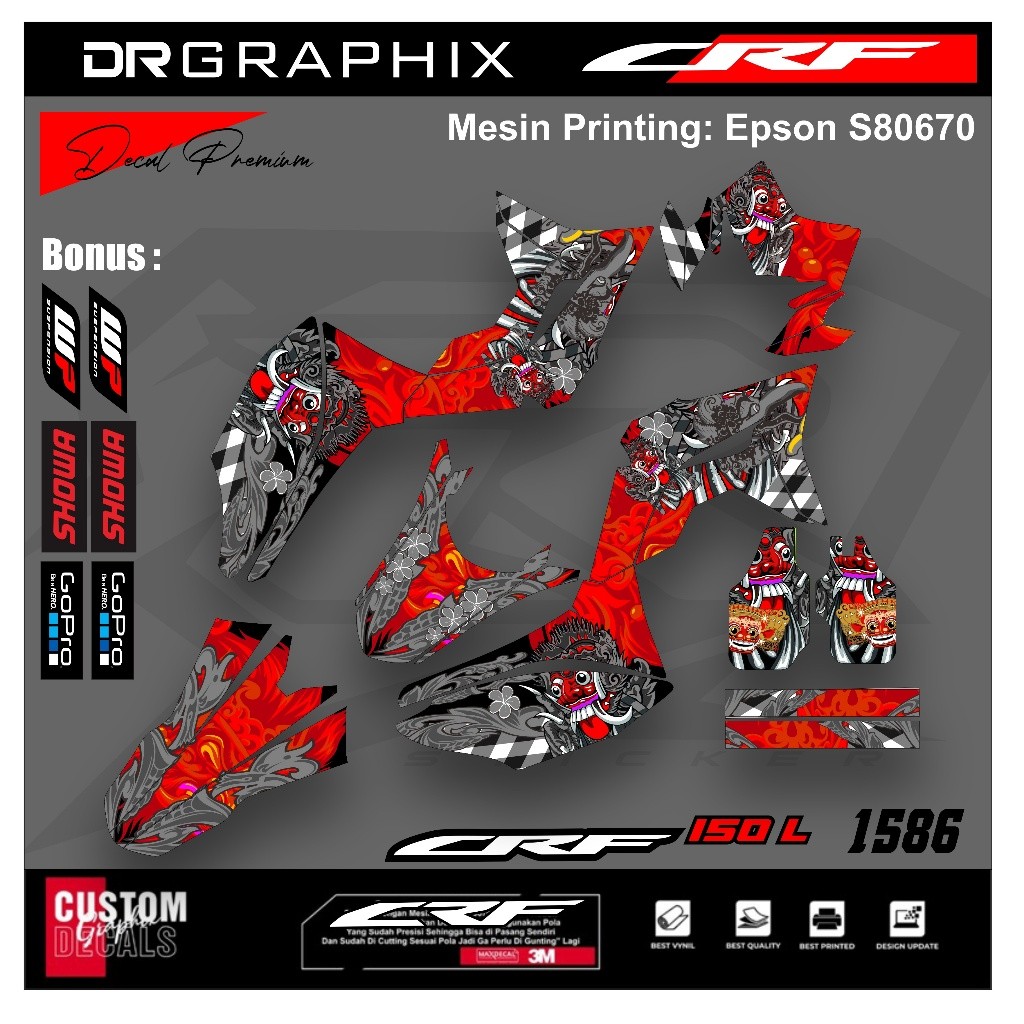 Decal Sticker - Dekal Fullbody CRF 150 L Design LEAK BARONG BALI