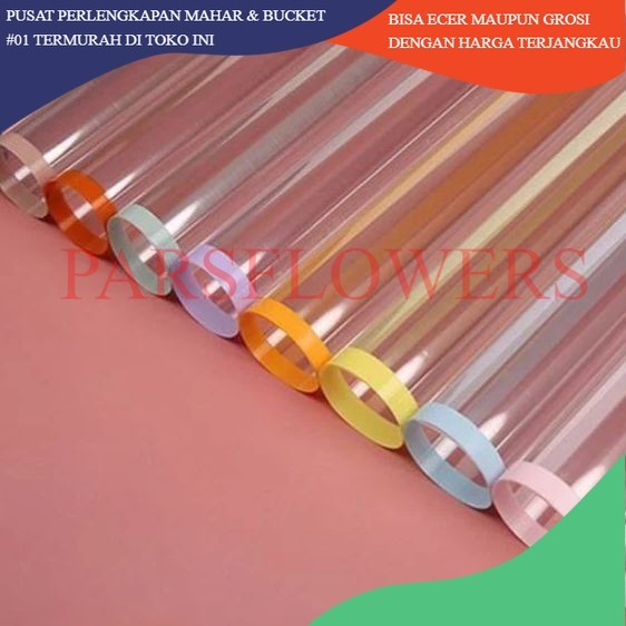 

PARSFLOWERS FL2 Kertas Bunga Buket Transparan List WARNA / Kertas Buket Bunga Florist Cellophane