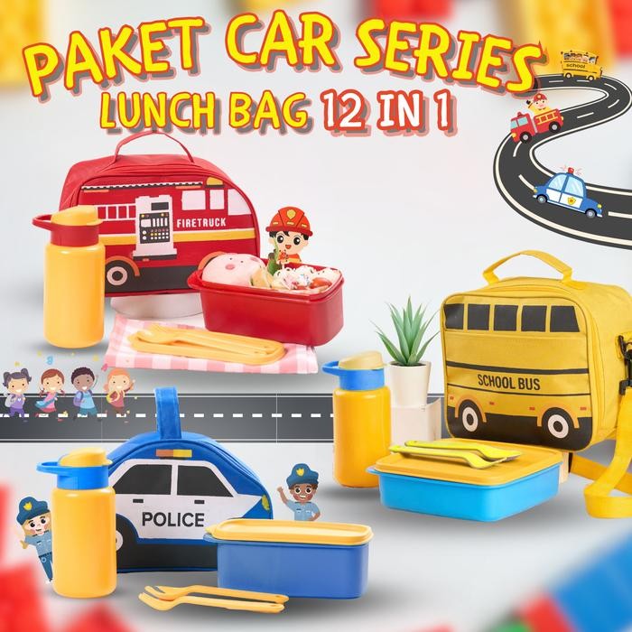 [COD] [BTS] MODERNO Paket Car Series Lunch Fit Box Set of 12 Pcs (Kotak Makan / Tempat Bekal dengan 