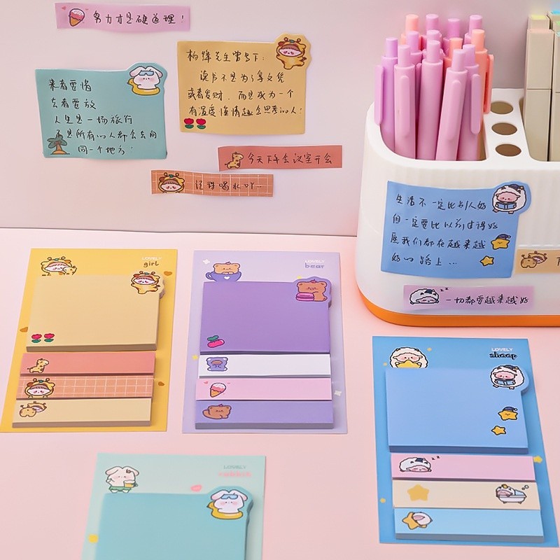 

STICKY NOTE DAN PENBATAS BUKU MOTIF LUCU / STICKY NOTE 4 LINE PAPER NOTE PET