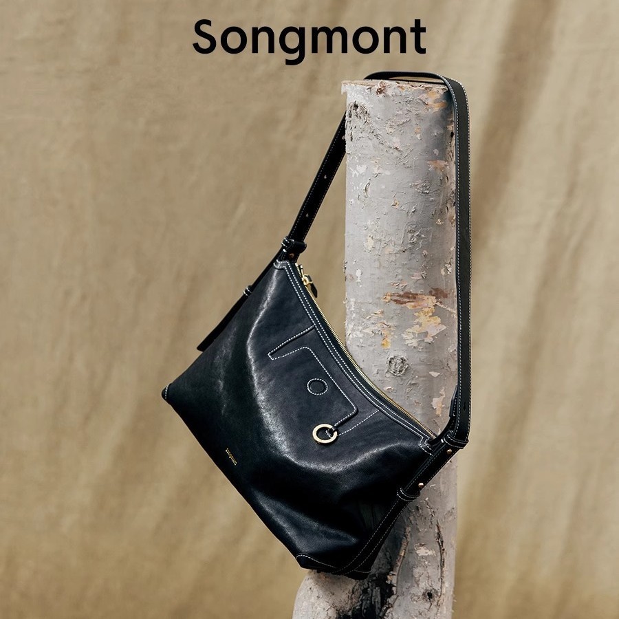 Songmont trace series shallow line hobo bag vegetable tanned cowhide leather commuter underarm bag d