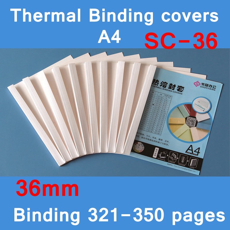

10PCS SC-36 A4 Thermal Binding Covers 36mm Glue Binding Covers for 320-350 Pages Compatible with Thermal Binding Machine Cover