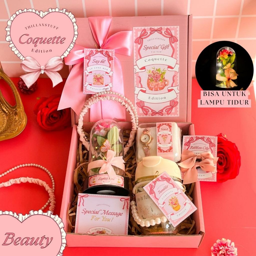 

[COQUETTE EDITION - BEAUTY] KADO HAMPERS MUSIK BOX LAMPU TIDUR ULANG TAHUN CEWEK WISUDA ANNIVERSARY | HAMPERS GIFT BOX SAHABAT CEWEK | KADO HAPPY BIRTHDAY KADO HAPPY GRADUATION | KADO PACAR CEWE