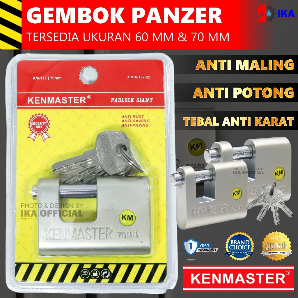 Gembok Panser Panzer Anti Maling Anti Potong Susah Potong Jumbo 60 70 / Rumah Toko Gudang Gerbang / 