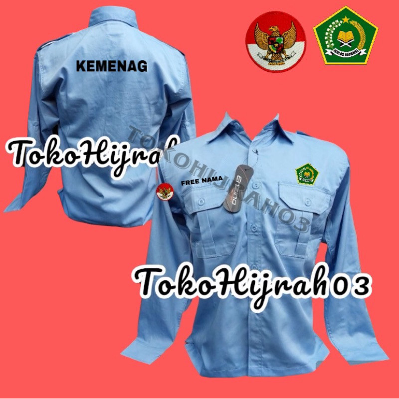 LIM_STORE KEMEJA TERBARU KEMENAG KEMENTERIAN AGAMA UKURAN BIG SIZE KEMEJA LENGAN PANJANG KEMENAG BAJ