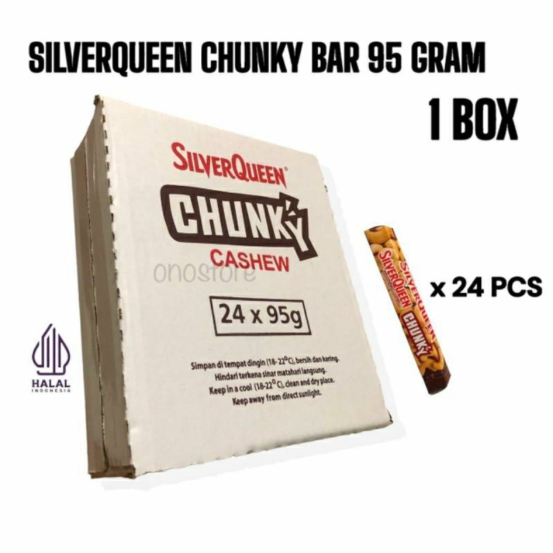 

Coklat Silverqueen Chunky Bar Cashew 85 gram 1 Box isi 24 pcs