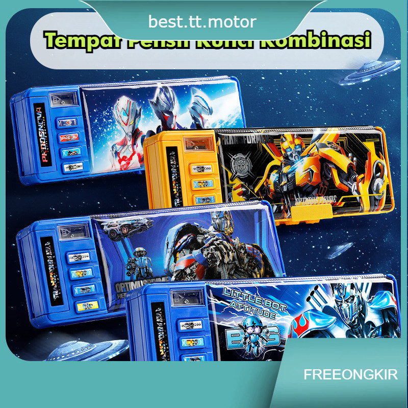 

Tempat Pensil Magnet Sandi Kotak Anak Kode Sandi Kunci Kombinasi Tombol Multifungsi Kartun Dua Sisi Tahan Air dengan Rautan dan Kapasitas Besar