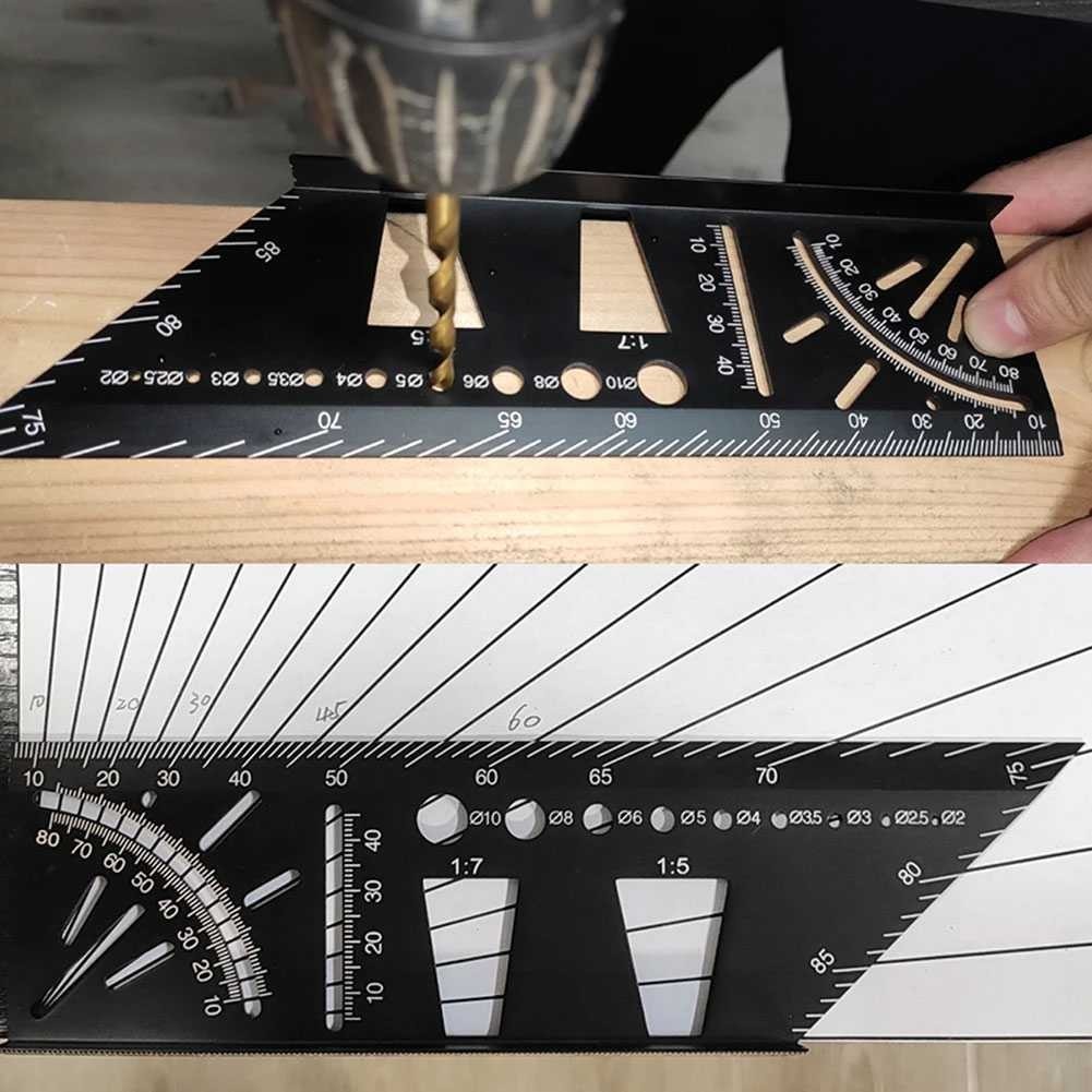 

SHIMASTR ABEDOE Penggaris Angle Ruler Mark Line 3D Measuring Tool Aluminium - M142