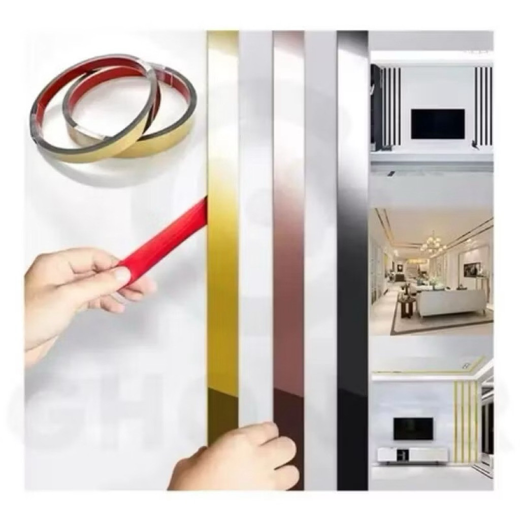 

Stainless Decor Line/List Plat Mirror/List Strip/Stiker Dekorasi/List Wall Moulding/Plat Baja/Dekorasi Rumah