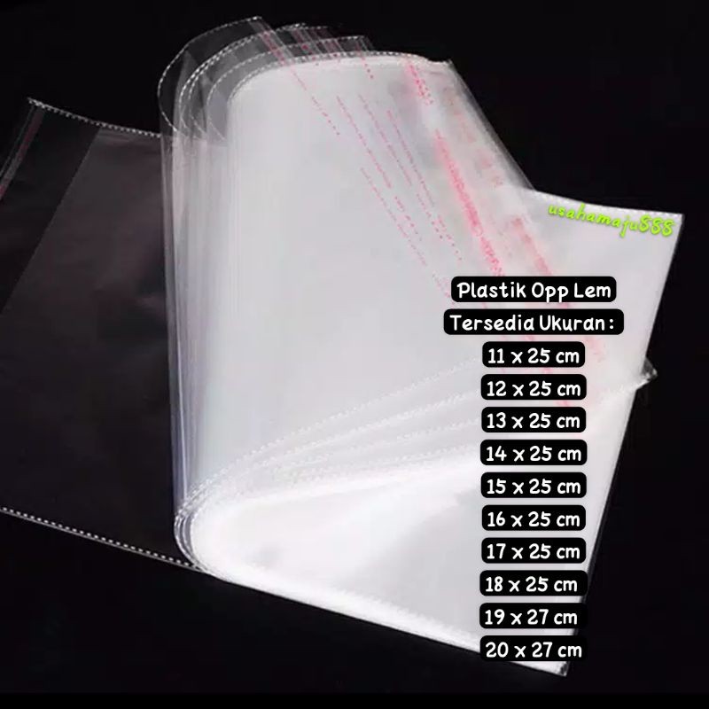 (100lbr) Plastik Opp Lem 11x25 12x25 13x25 14x25 15x25 16x25 17x25 18x25 19x27 20x27 / Plastik Seal