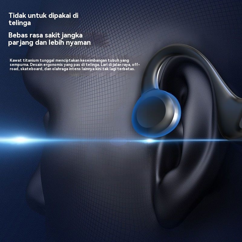 Earphone Bluetooth Konduksi Tulang Sejati Gaya Neckband Non-In-Ear OPPO Huawei Vivo Xiaomi Apple Uni
