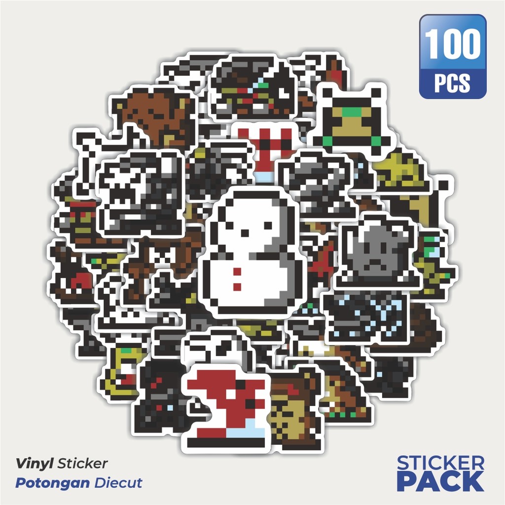 

100 PCS STIKER Stiker Pixel Digimon V44 Waterproof Aesthetic- Untuk Laptop, Motor, dan Helm - Paper Stationery Pack