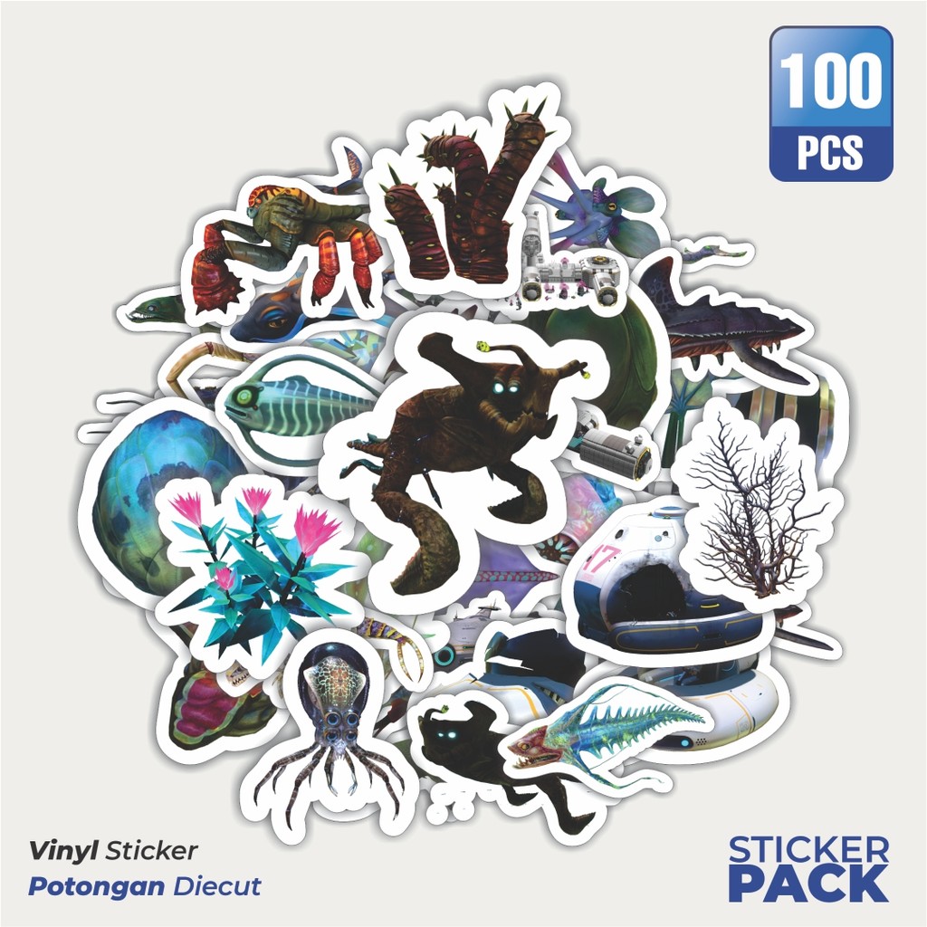 

100 PCS STIKER Stiker Game Series Subnautica Karakter Mix 1 Waterproof Aesthetic- Untuk Laptop, Motor, dan Helm - Paper Stationery Pack