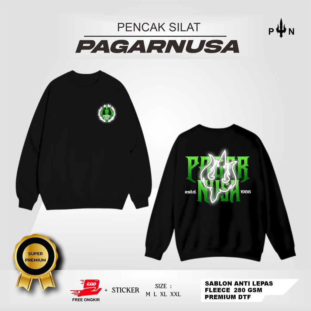 SWEATER PAGAR NUSA MENYALA PAGAR NUSA ESTD 1986 - SWEATER DISTRO PAGAR NUSA - SWEATER PAGAR NUSA MEN
