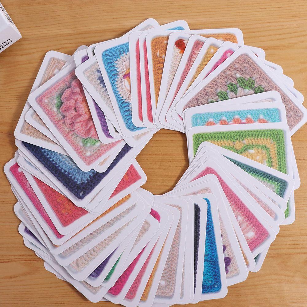

50pcs/box DIY The Granny Square Card Deck Handmade Square DIY Knitted Pattern Card Colorful Mix Matchs Designs