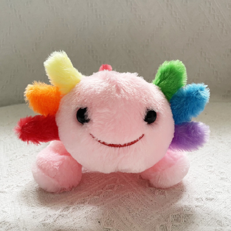 Rainbow Axolotl Plush Toys, Kawaii Stuffed Animal Axolotl Plushie Toy, Emotional Support Axolotl Pin