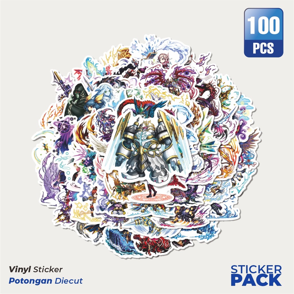 

MURAH 100 PCS Stiker Game Series Brave Frontier Karakter Mix 4 Waterproof Aesthetic- Untuk Laptop, Motor, dan Helm - Paper Stationery Pack