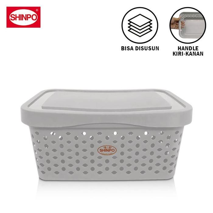 

SHINPO Keranjang Penyimpanan Plastik Multifungsi Tempat Kosmetik Dengan Tutup Legacy Multipurpose Basket SPO-SIP-256 - Abu-Abu