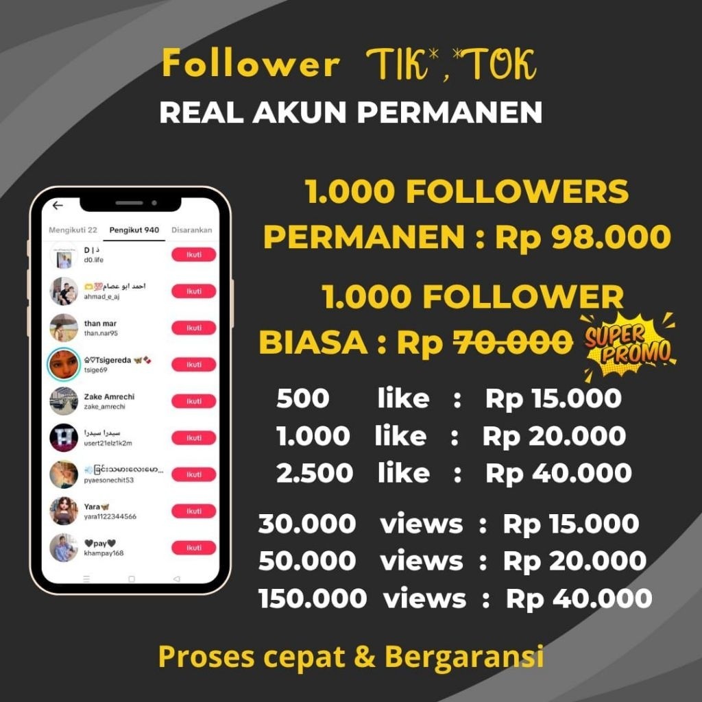 FOLLOWER TIK**TOK REAL PERMANEN