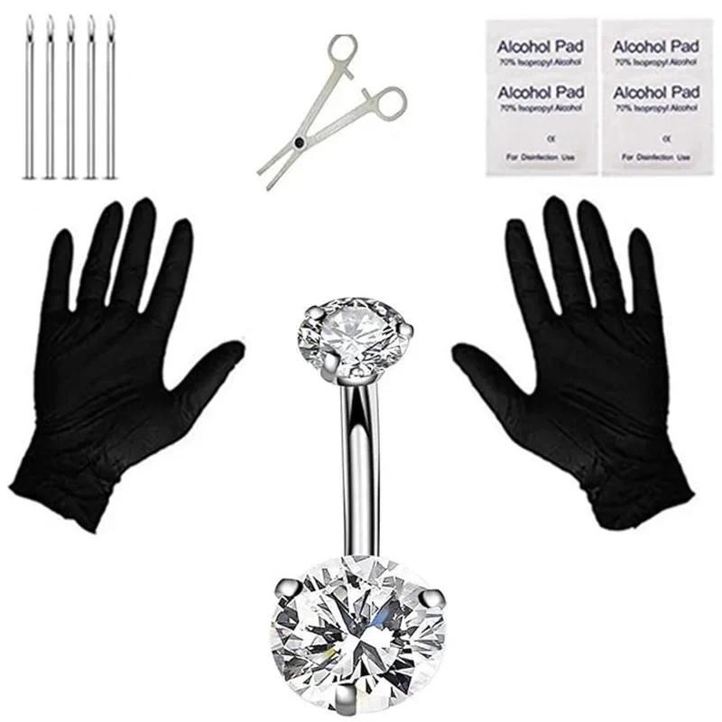 Belly Piercing Kit Professional Navel Piercing Kits 14G Belly Button Ring Piercing Needle Piercing C