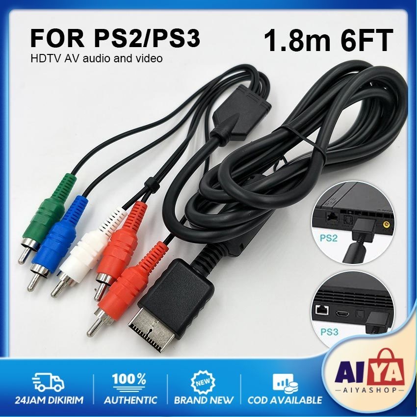 1.8M Kabel Komponen PS2 PS3 / Cable Componenet AV Playstation PS2 PS3 TV Led / Komponen AV TV / Kabe