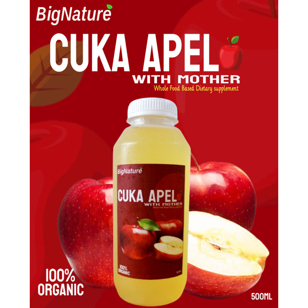 

CUKA APEL ORIGINAL ORGANIK WITH MOTHER 500ML / APPLE CIDER VINEGAR WITH MOTHER/ CUKA SARI APEL / BIGNATURE